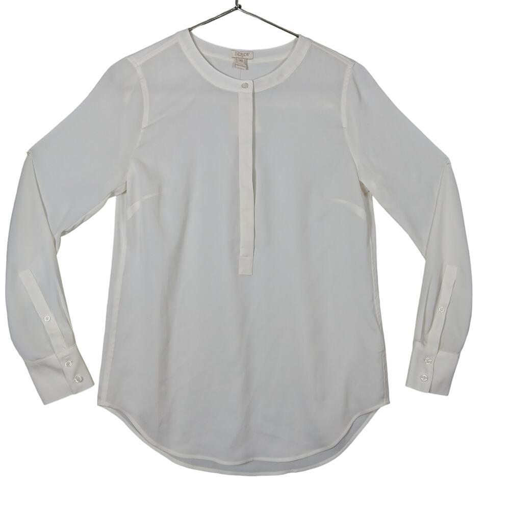 J. Crew Factory Henley Shirt Long Sleeve Size XS white